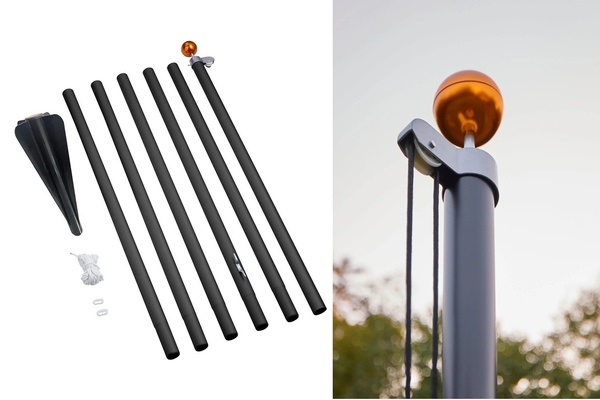 Kerstboommast - sectional - 8 m - zwart
